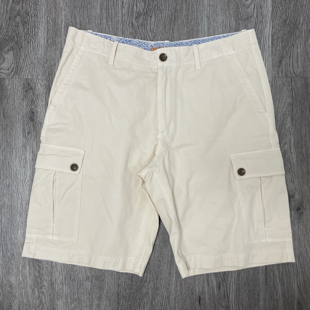 Reyn Spooner Shorts Men's 34 Beige Chino Cargo Cotton 10" Inseam Boardshort